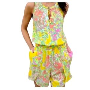 Lilly Pulitzer‎ Yellow Floral summer Romper Size Small